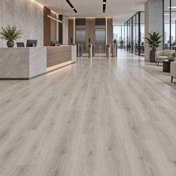12mm AC5 EIR Gray Oak Laminate Flooring Commercial Lobby