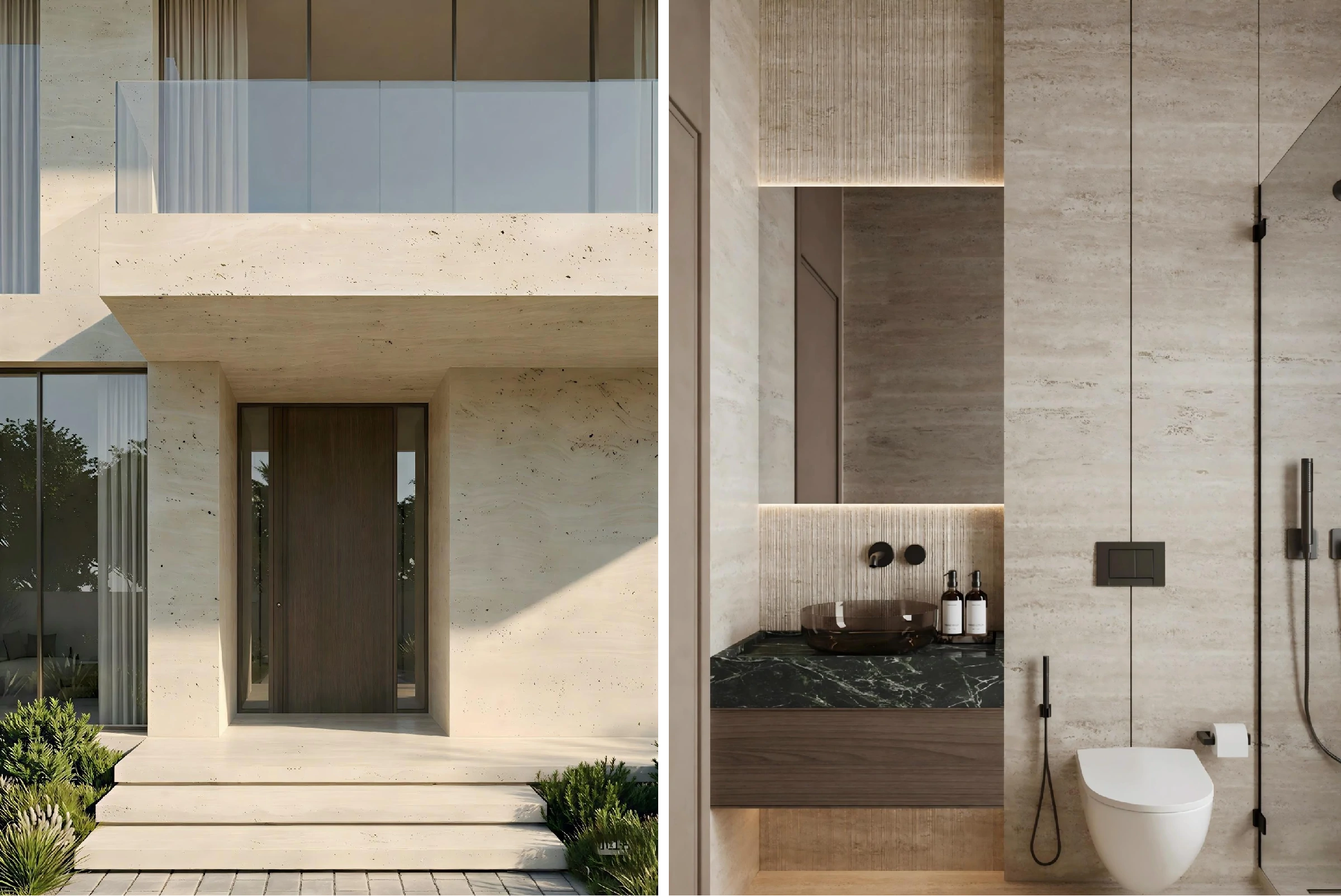 2-4mm Travertine Moisture Proof Flexible Stone