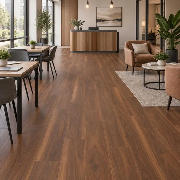 8mm AC4 Walnut HDF Laminate Flooring Office