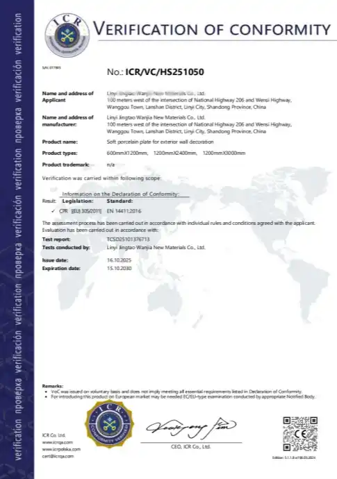 Voyage VERIFICATION OF CONFORMITY