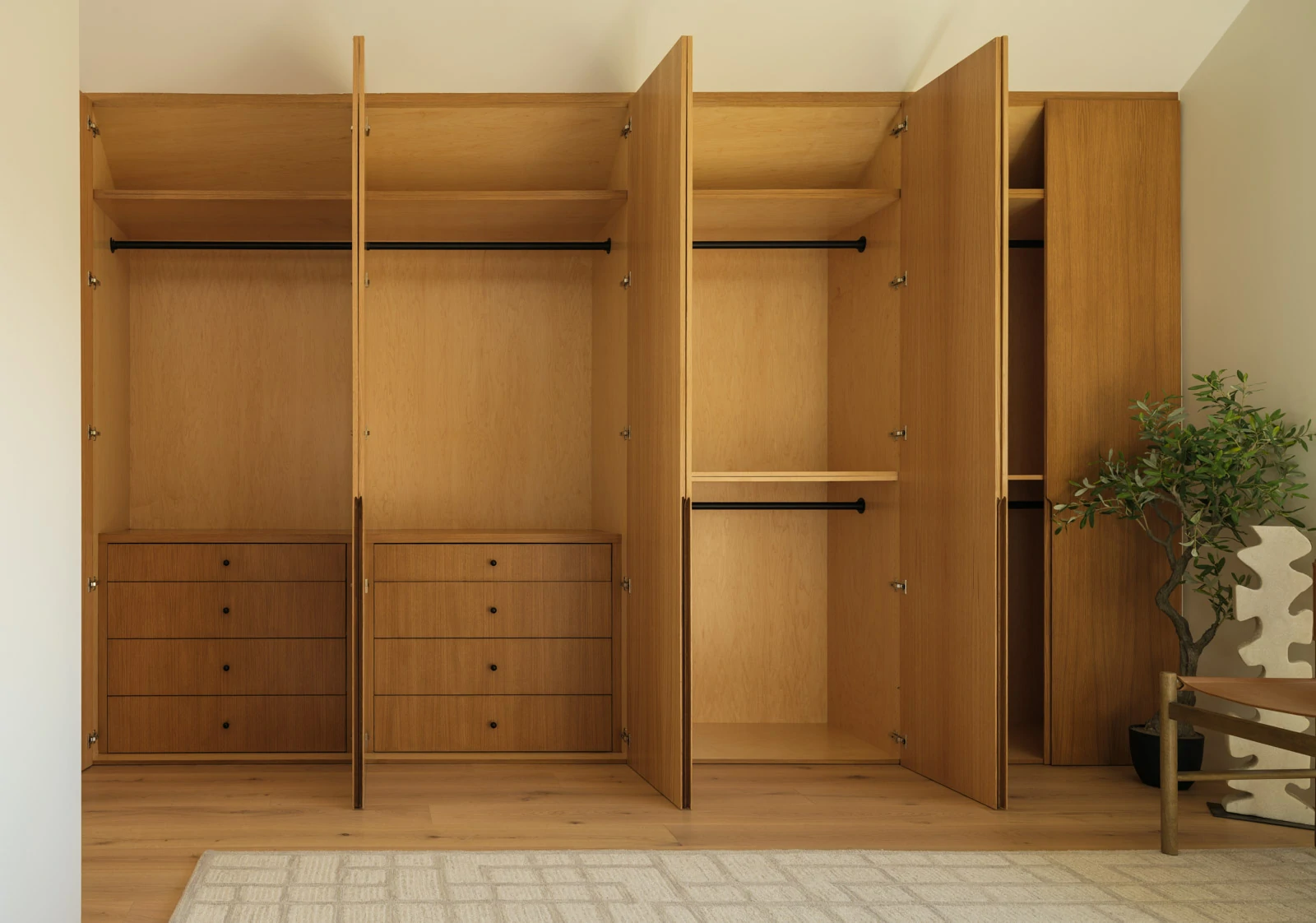 built-in-maple-plywood-closet-shelving-system