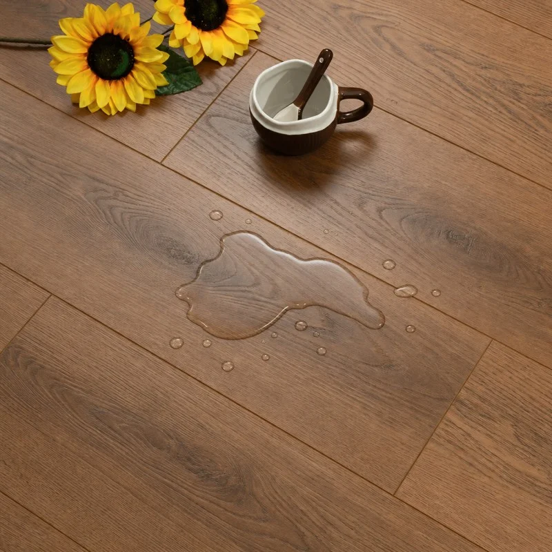 12mm 1220×200mm AC5 Class 33 Waterproof Laminate Flooring with Wax-Sealed Edges